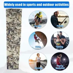 Unique Bargains Basketball Sports Camouflage Cooling Arm Elbow Compression Sleeve Yellow Brown 1 Pair