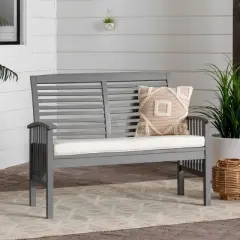 Ravenscroft Modern Boho Acacia Wood Slatted Outdoor Loveseat with Cushion - Saracina Home