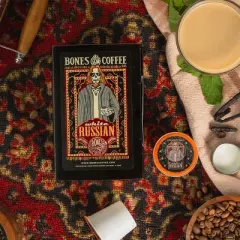 Bones Coffee White Russian Cream & Coffee Liqueur Flavor 12ct Single-Serve Bones Cups Coffee Pods Compatible with Keurig Coffee Maker