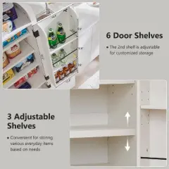 71" Tall Arched Kitchen Pantry, Modern Storage Cabinet with 3 Adjustable Shelves, 6 Door Shelves, for Kitchen, Living Room