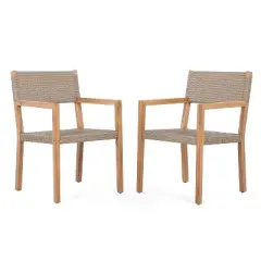 Christopher Knight Home Reign Outdoor Acacia Wood and Wicker Dining Chairs (Set of 2)