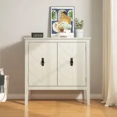 Cristell 2 Door Wooden Cabinets Vintage Style Accent Cabinet with 1 Adjustable Inner Shelf-Maison Boucle