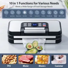 Beelicious 95Kpa Powerful Vacuum Sealer, Food Sealer with 10-in-1 Functions,Double Heat Seal & Double Pump, for Food with Bags Storage