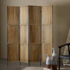 Natural Rattan Room Divider Screen Light Brown - Novogratz