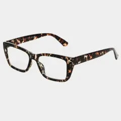 Women's Plastic Cateye Rectangle Blue Light Filtering Reading Glasses - Universal Thread&trade; Brown/Tortoise Print Diopter