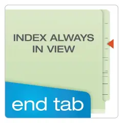 Pendaflex End Tab Classification Folders, 2.5" Expansion, 2 Dividers, 6 Fasteners, Letter Size, Pale Green Exterior, 10/Box