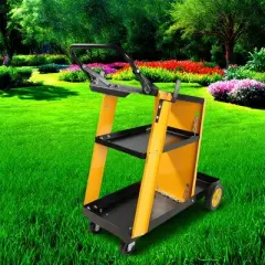 FURNIinspire Wheelbarrows And Lawn Carts Multi Function 3 Tier Welding Cart, Heavy Duty&nbsp; Cart With Handles, Yellow And Black, 11.6&ldquo;*27.7"*33.4"