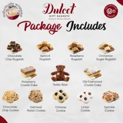 Dulcet Gift Baskets Sympathy Gift Baskets, Crumb Cake, Rugelah, and Cookies Gift Baskets, Gourmet Food Gift for Relative, Family Member, & Coworker