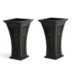 YIMBY Heritage Self Watering Tall Outdoor Garden Patio Planter Pot, (4 Pack)