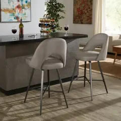 24" Set of 2 Ragan Metal Fabric Swivel Counter Height Barstools Gray - Inspire Q