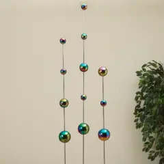 Gerson International Assorted Stainless Steel Iridescent Garden Sphere Yard Stakes, Set of 3