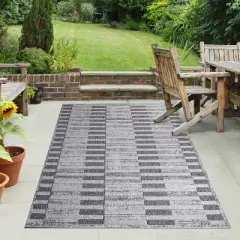 Contemporary Geometric Stripe Indoor Outdoor Area Rug by Blue Nile Mills 