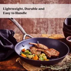 Alva Cookware Artist Nonstick Carbon Steel Frying Pan Skillet Pre-Seasoned Induction Cookware w/ Stay Cool Handle for Searing, Cooking, Grilling