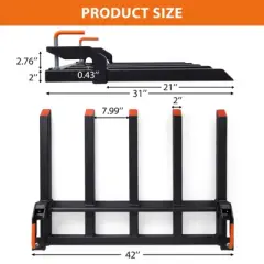 48" Clamp On Debris Forks to Bucket, 5 Fork Tines Clamp-On Pallet Attachments with 2500 Lbs Capacity Fit for Tractor Bucket, Skid Steer Loader