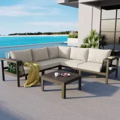 INFURNIC Patio Seating Sets, Outdoor Chair with Premium Cushion, Weatherproof Single Sofa for Garden Balcony Poolside, Gray, 85.8"*85.9"*25.2"