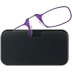ThinOptics Armless Glasses with Universal Case - Purple Frame, Black Pod