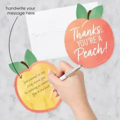 Big Dot of Happiness Sweet as a Peach - Shaped Thank You Cards - Fruit Themed Baby Shower or Birthday Party Thank You Note Cards with Envelopes 12 Ct