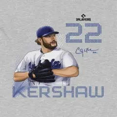 MLBPA Men's Kershaw Pw Licensed Mlb Players Los Angeles Dodgers Baseball Clayton Kershaw Short Sleeve Graphic Cotton T-Shirt - Sport Grey S