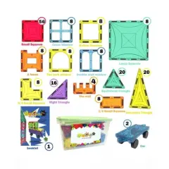 Mag Genius 182 pieces of Mathematically Shaped Magnetic Colorful and Transparent Building Tiles