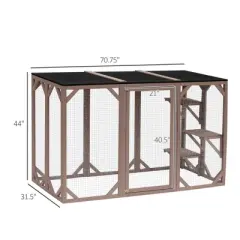Akoasm 71 Inch Wooden Cat House & Shelter With Platforms, Large Enter Door, Protection Asphalt Roof Outdoor-Gray