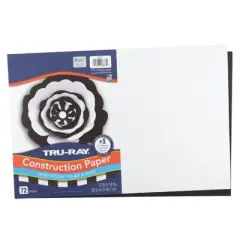 Tru-Ray&reg; Premium Construction Paper, Heavyweight, Black & White, 12" x 18", 72 Sheets