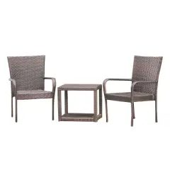 Hammond 3pc Wicker Chat Set - Multibrown - Christopher Knight Home