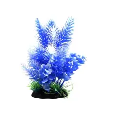 Unique Bargains Plastic Plant Ornament Aquarium Fish Terrarium Reptiles Tank Decor Blue White