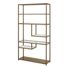 72" EOS Geometric Bookshelf Etagere Brass - Dorel Living