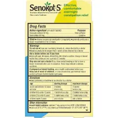 Senokot-S Natural Vegetable Laxative Ingredient Plus Stool Softener Tablets