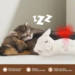 Allforpaws Pups Dog Toys, Puppy Soothing Heartbeat Warm Bear Comfort Dog Sleep Aid Plush Toy, Sheep