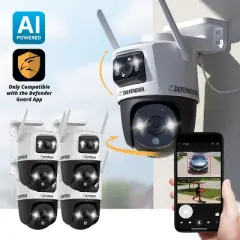 AI POWERED Guard Pro 3K PLUS Dual Lens PTZ Wi-Fi 6 Plug-in Security Camera, 4 Pack