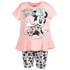 Mickey Mouse & Friends Minnie Mouse Baby Girls Graphic T-Shirt and Shorts Outfit Set Infant