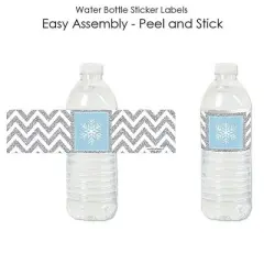 Big Dot of Happiness Winter Wonderland - Snowflake Holiday Party and Winter Wedding Water Bottle Sticker Labels - Set of 20
