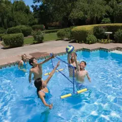 Swim Central 70" Super Water or Swimming Pool Volleyball Net and Ball - Blue/Yellow