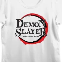 Demon Slayer Logo Crew Neck Short Sleeve Women's White T-shirt