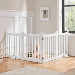 Yaheetech Wooden Pet Gate Pet Puppy Fence, White