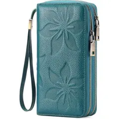Ladies' clutch bag with anti-theft wrist strap,leather wallet,large-capacity credit card holder,handle-style carry strap