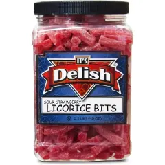 Sweet & Sour Strawberry Licorice Bits by It's Delish, 2.5 LBS Jumbo Container