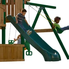 Gorilla Playsets 3-Piece Super Summit Slide - Mounts to 5-ft Deck Height, Green