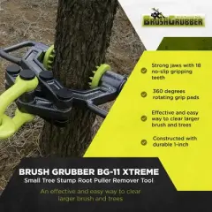 Brush Grubber BG-11 XTREME Larger Brush & Tree Stump Root Puller Remover Tool w/ Rugged Handles, 1" Steel Construction, & 18 Gripping Teeth