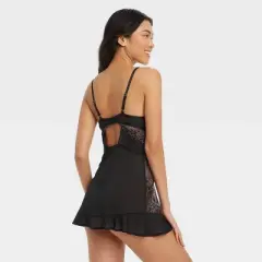 Women's Mesh and Lace Babydoll - Auden&trade; Black