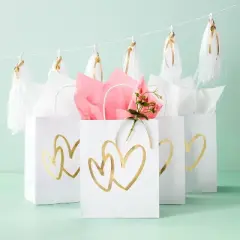 Gold Hearts Small Wedding - 4pc - Gift Bag - Spritz&trade;