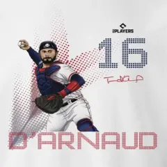 MLBPA Men's Darnaud Pw Licensed Mlbtravis D'Arnaud Atlanta Baseball Atlanta Braves Long Sleeve Graphic Cotton Pullover Sweatshirt - White M