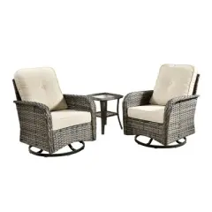 XIZZI Outdoor Patio Swivel Chair Conversation Set, 3/5/7/8 Piece Sofa Sets w/ Side Table, 360&deg; Swivel Seats & Optional Coffee Table/Loveseat