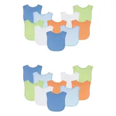 Luvable Friends Infant Boy Cotton Terry Bibs, Blue Orange 20-Piece