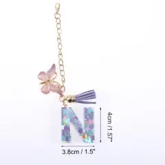 Unique Bargains Heart Sequin Letter N Butterfly Tassel Water Cup Pendant Purple 1 Pc