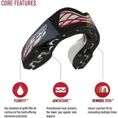 SafeJawz NITRO Triple Layer Shock Cage Sports Mouth Guard with Case and Disinfectant Spray Bundle Kit for Basketball, Football, MMA, Hockey, Wrestling