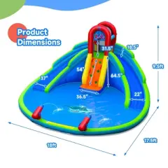 Costway Inflatable Waterslide Wet & Dry Bounce House w/Upgraded Handrail Blower Excluded
