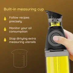 Oil Dispenser for Kitchen - Oil and Vinegar Dispenser Set - Cooking Essentials - 17 oz and 8.5 oz Glass Bottles with Precision Pouring Measurements