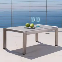 GDFStudio Crested Bay Outdoor Aluminum and Tempered Glass Coffee Table